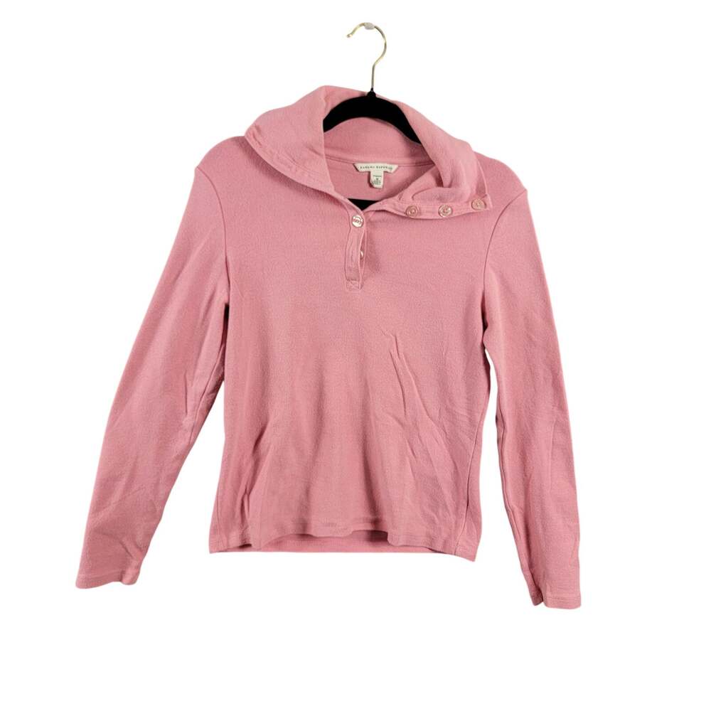 Banana Republic Womens Stretch Quarter Button Shawl Neck Pullover Medium Pink